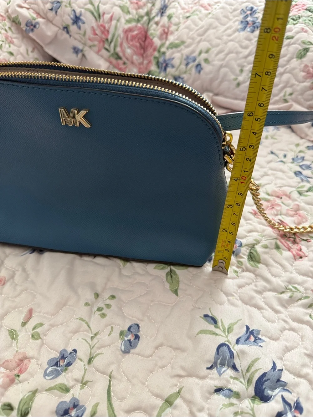 Michael Kors Teal Saffiano Leather Crossbody with Gold Hardware